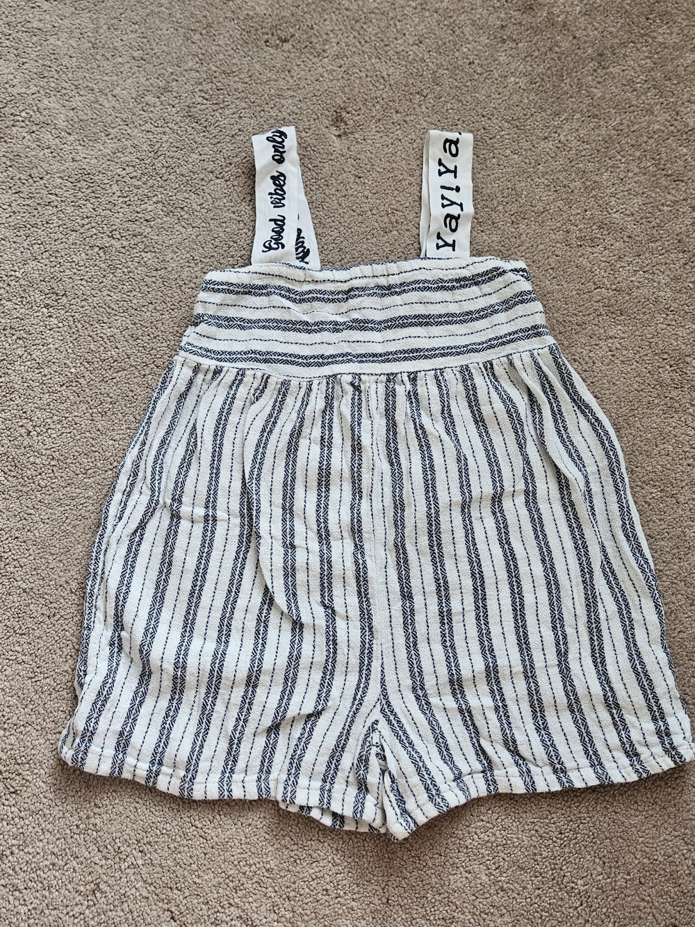 NEXT White and Navy Striped Girls Jumpsuit